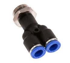 8mm x G3/8'' Y-koppeling Messing/PA 66 Insteekfitting Buitendraad Draaibaar NBR [2 Stuks]
