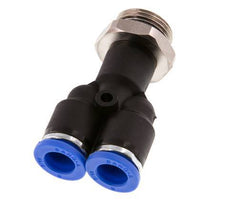 8mm x G3/8'' Y-koppeling Messing/PA 66 Insteekfitting Buitendraad Draaibaar NBR [2 Stuks]