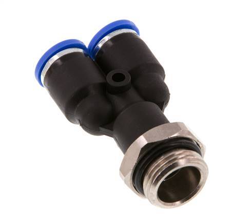 8mm x G3/8'' Y-koppeling Messing/PA 66 Insteekfitting Buitendraad Draaibaar NBR [2 Stuks]