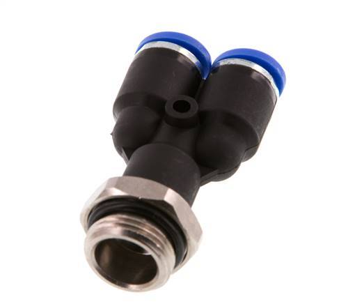 8mm x G3/8'' Y-koppeling Messing/PA 66 Insteekfitting Buitendraad Draaibaar NBR [2 Stuks]