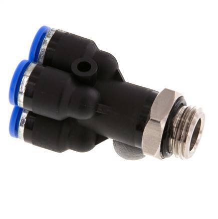 6mm x G1/4'' 4-way Y Manifold Messing/PA 66 Insteekfitting Buitendraad Draaibaar NBR