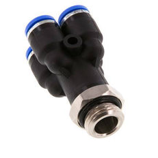 6mm x G1/4'' 4-way Y Manifold Messing/PA 66 Insteekfitting Buitendraad Draaibaar NBR