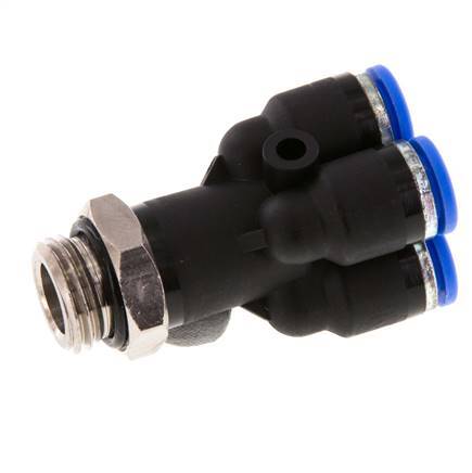 6mm x G1/4'' 4-way Y Manifold Messing/PA 66 Insteekfitting Buitendraad Draaibaar NBR