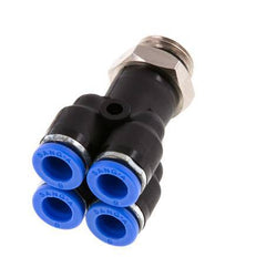 6mm x G1/4'' 4-way Y Manifold Messing/PA 66 Insteekfitting Buitendraad Draaibaar NBR