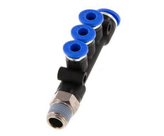 4mm x 6mm x R1/8'' 3-way Manifold Messing/PA 66 Insteekfitting Buitendraad Draaibaar NBR