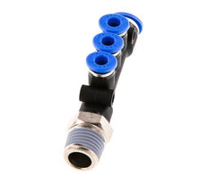 4mm x 6mm x R1/4'' 3-way Manifold Messing/PA 66 Insteekfitting Buitendraad Draaibaar NBR