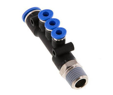 4mm x 8mm x R1/4'' 3-way Manifold Messing/PA 66 Insteekfitting Buitendraad Draaibaar NBR