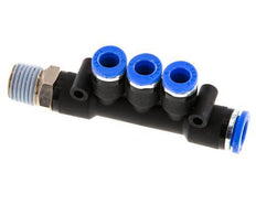 6mm x 8mm x R1/4'' 3-way Manifold Messing/PA 66 Insteekfitting Buitendraad Draaibaar NBR