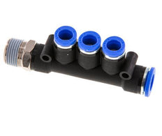 8mm x 10mm x R3/8'' 3-way Manifold Messing/PA 66 Insteekfitting Buitendraad Draaibaar NBR