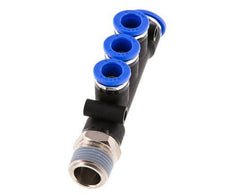 8mm x 10mm x R3/8'' 3-way Manifold Messing/PA 66 Insteekfitting Buitendraad Draaibaar NBR