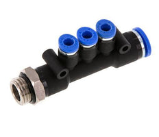 4mm x 8mm x G1/4'' 3-way Manifold Messing/PA 66 Insteekfitting Buitendraad Draaibaar NBR