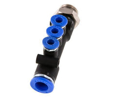 4mm x 8mm x G1/4'' 3-way Manifold Messing/PA 66 Insteekfitting Buitendraad Draaibaar NBR