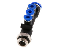 4mm x 8mm x G1/4'' 3-way Manifold Messing/PA 66 Insteekfitting Buitendraad Draaibaar NBR