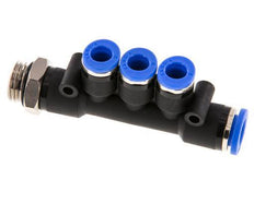 6mm x 8mm x G1/4'' 3-way Manifold Messing/PA 66 Insteekfitting Buitendraad Draaibaar NBR