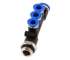 6mm x 8mm x G1/4'' 3-way Manifold Messing/PA 66 Insteekfitting Buitendraad Draaibaar NBR