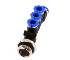 6mm x 8mm x G3/8'' 3-way Manifold Messing/PA 66 Insteekfitting Buitendraad Draaibaar NBR