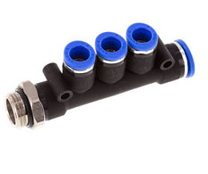 8mm x 10mm x G3/8'' 3-way Manifold Messing/PA 66 Insteekfitting Buitendraad Draaibaar NBR
