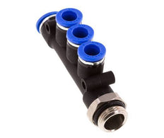 8mm x 10mm x G3/8'' 3-way Manifold Messing/PA 66 Insteekfitting Buitendraad Draaibaar NBR