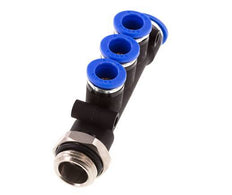 8mm x 10mm x G3/8'' 3-way Manifold Messing/PA 66 Insteekfitting Buitendraad Draaibaar NBR