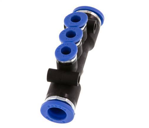 4mm x 8mm 3-way Manifold Messing/PA 66 Insteekfitting NBR