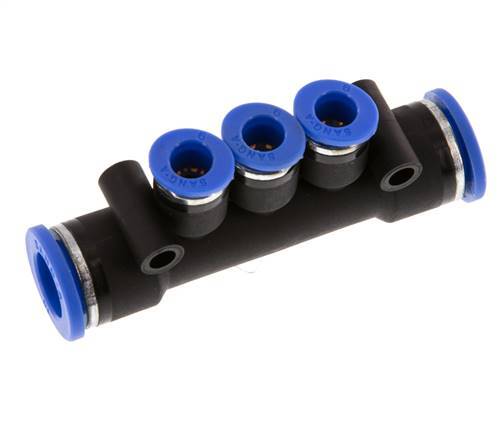 6mm x 10mm 3-way Manifold Messing/PA 66 Insteekfitting NBR