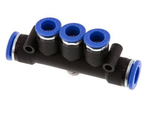 8mm x 10mm 3-way Manifold Messing/PA 66 Insteekfitting NBR