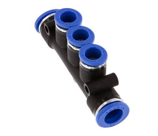 8mm x 10mm 3-way Manifold Messing/PA 66 Insteekfitting NBR