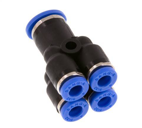 4mm x 6mm 4-way Y Manifold Messing/PA 66 Insteekfitting NBR [2 Stuks]