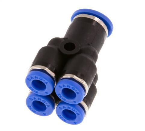 4mm x 6mm 4-way Y Manifold Messing/PA 66 Insteekfitting NBR [2 Stuks]