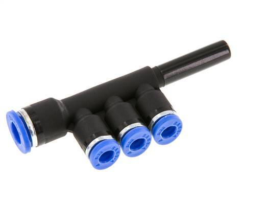 4mm x 6mm x 6mm 3-way Manifold Messing/PA 66 Insteekfitting Plug NBR