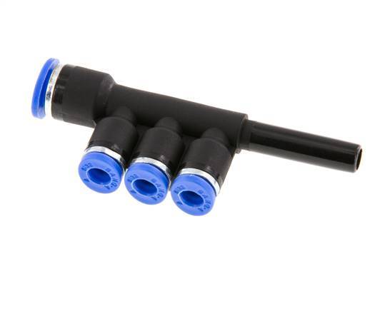 4mm x 6mm x 6mm 3-way Manifold Messing/PA 66 Insteekfitting Plug NBR