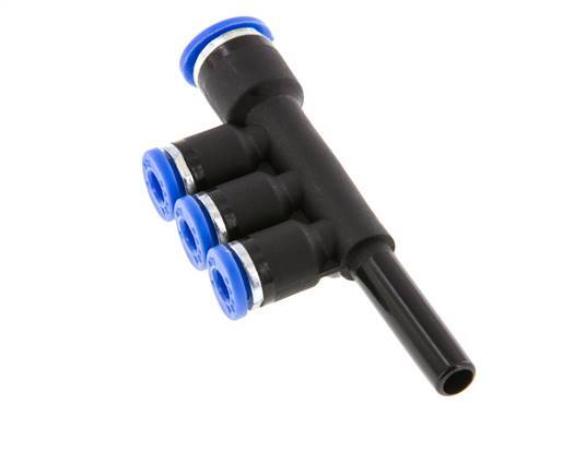 4mm x 6mm x 6mm 3-way Manifold Messing/PA 66 Insteekfitting Plug NBR