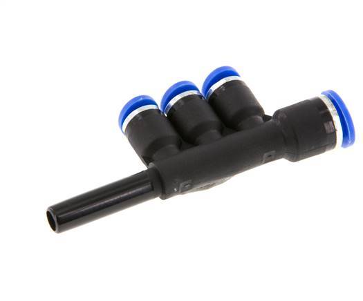 4mm x 6mm x 6mm 3-way Manifold Messing/PA 66 Insteekfitting Plug NBR