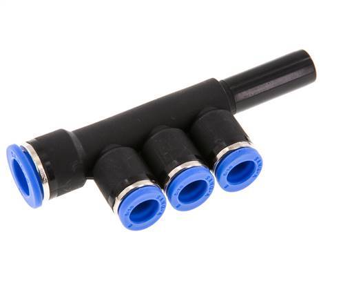 8mm x 10mm x 10mm 3-way Manifold Messing/PA 66 Insteekfitting Plug NBR