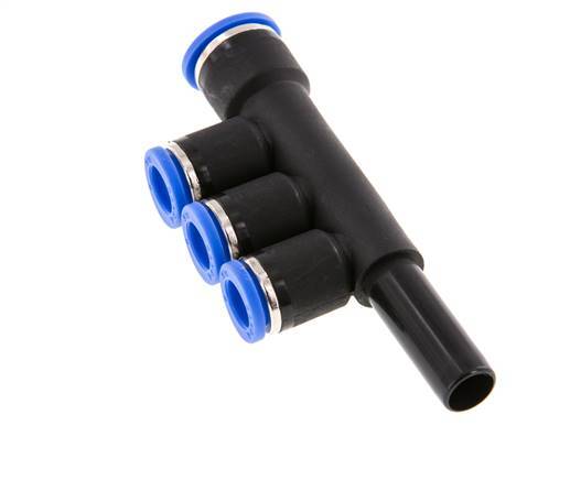 8mm x 10mm x 10mm 3-way Manifold Messing/PA 66 Insteekfitting Plug NBR