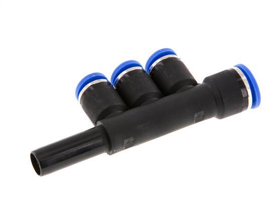 8mm x 10mm x 10mm 3-way Manifold Messing/PA 66 Insteekfitting Plug NBR