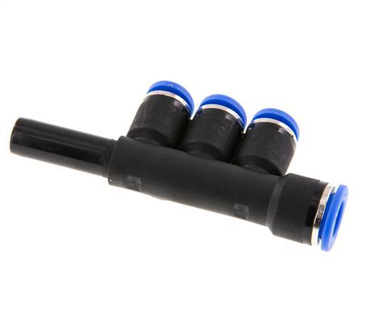 8mm x 10mm x 10mm 3-way Manifold Messing/PA 66 Insteekfitting Plug NBR