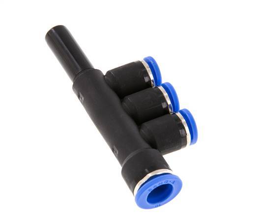 8mm x 10mm x 10mm 3-way Manifold Messing/PA 66 Insteekfitting Plug NBR