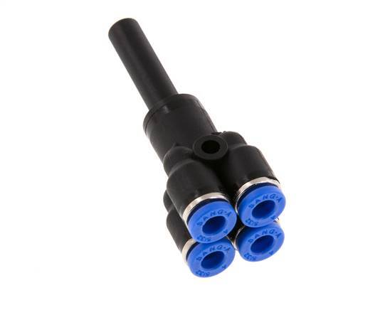 4mm x 6mm 4-way Y Manifold Messing/PA 66 Insteekfitting Plug NBR