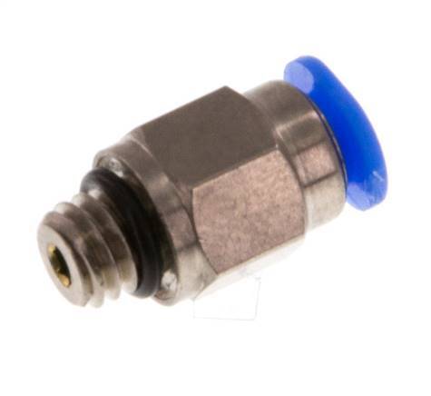 3mm x M 6 Push-in Fitting with Male Threads Brass/POM NBR Compact Design [2 Pieces]