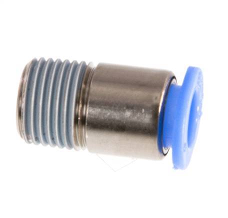 6mm x R1/8'' Push-in Fitting with Male Threads Brass/POM NBR Inner Hexagon Compact Design [5 Pieces]