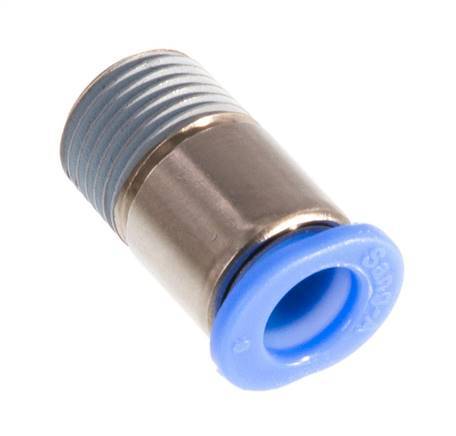 6mm x R1/8'' Push-in Fitting with Male Threads Brass/POM NBR Inner Hexagon Compact Design [5 Pieces]