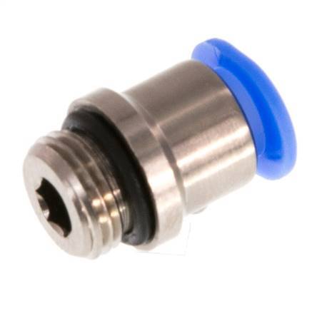 6mm x G1/8'' Push-in Fitting with Male Threads Brass/POM NBR Inner Hexagon Compact Design [5 Pieces]