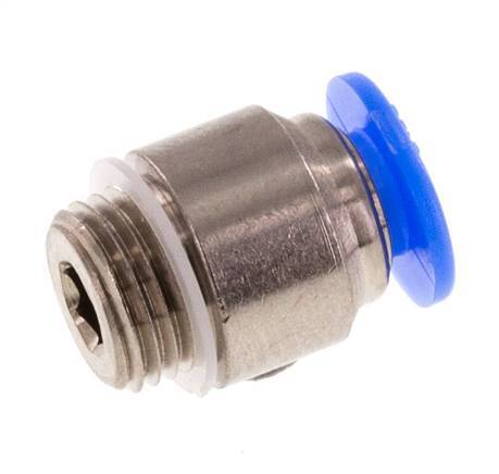 4mm x M 8 x 0.75 Push-in Fitting with Male Threads Brass/POM NBR Inner Hexagon Compact Design [5 Pieces]