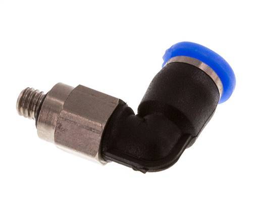 3mm x M 3 90 graden L-verbinding Staal/PBT Insteekfitting Buitendraad Kort Draaibaar Compact Ontwerp NBR [2 Stuks]