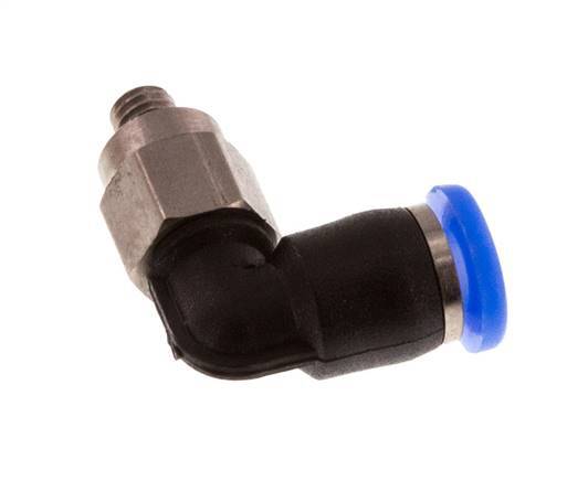 3mm x M 3 90 graden L-verbinding Staal/PBT Insteekfitting Buitendraad Kort Draaibaar Compact Ontwerp NBR [2 Stuks]