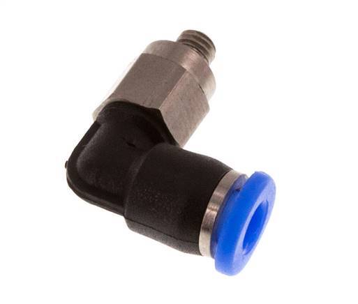 3mm x M 3 90 graden L-verbinding Staal/PBT Insteekfitting Buitendraad Kort Draaibaar Compact Ontwerp NBR [2 Stuks]