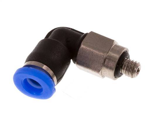 3mm x M 3 90 graden L-verbinding Staal/PBT Insteekfitting Buitendraad Kort Draaibaar Compact Ontwerp NBR [2 Stuks]