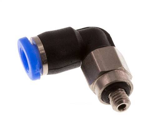 3mm x M 3 90 graden L-verbinding Staal/PBT Insteekfitting Buitendraad Kort Draaibaar Compact Ontwerp NBR [2 Stuks]