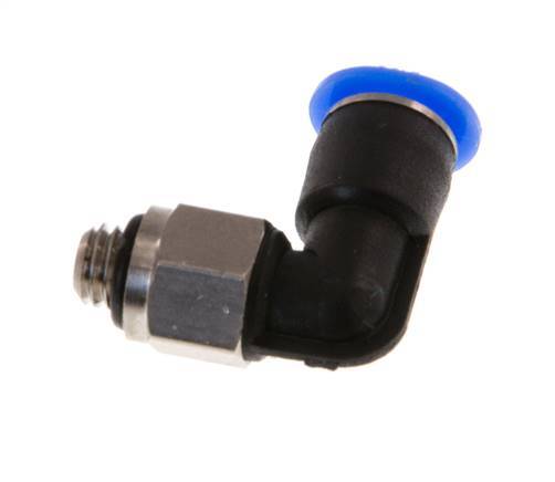 4mm x M 5 90 graden L-verbinding Messing/PBT Insteekfitting Buitendraad Kort Draaibaar Compact Ontwerp NBR [2 Stuks]